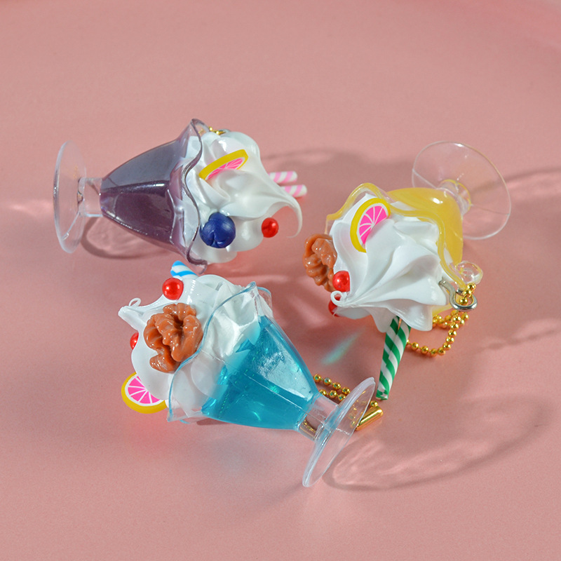 Sweet Style Simulation Cream Cake Ice Cream Cup Pendant Fun Simulation Candy Toy Sundae Glass Keychain Pendant