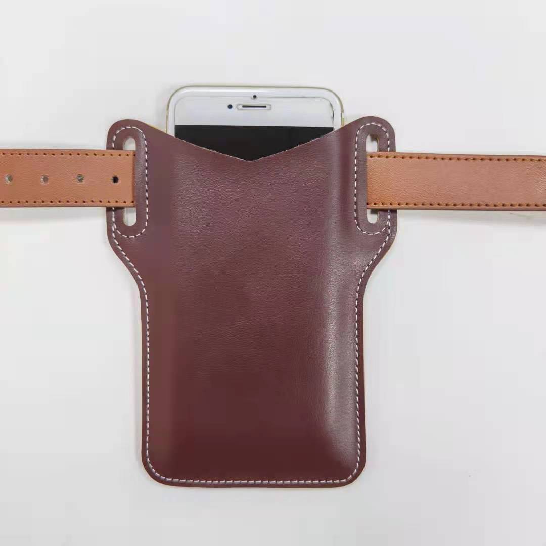 创意户外皮质手机袋穿腰运动手机袋防丢失挂腰手机插袋防护手机