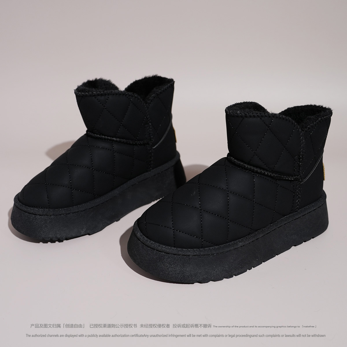 a1279短筒雪地靴女面包鞋新款皮面防水防滑加绒加厚棉鞋-阿里巴巴