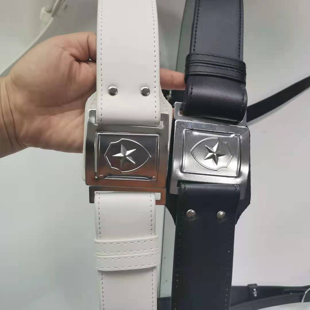武装真牛皮外腰带新式保安腰带武装带执勤斜跨腰带五角星