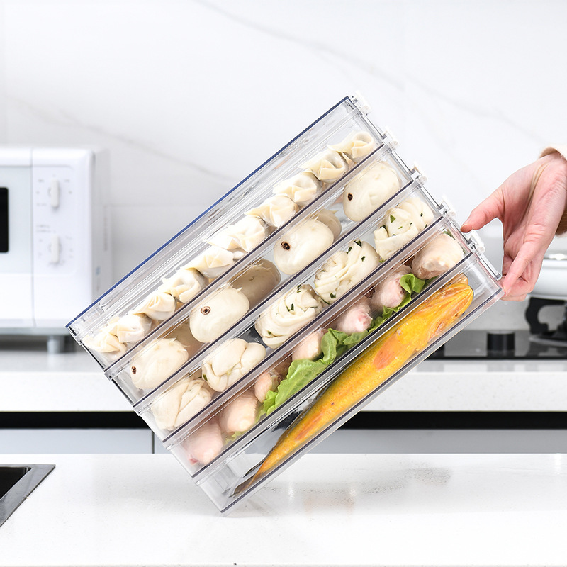 Refrigerator Storage Box Stackable Pet Clear with Cover Multi-Functional Steamed Stuffed Bun Dumplings Fresh Preservation Box for Fruit and Vegetables 0714