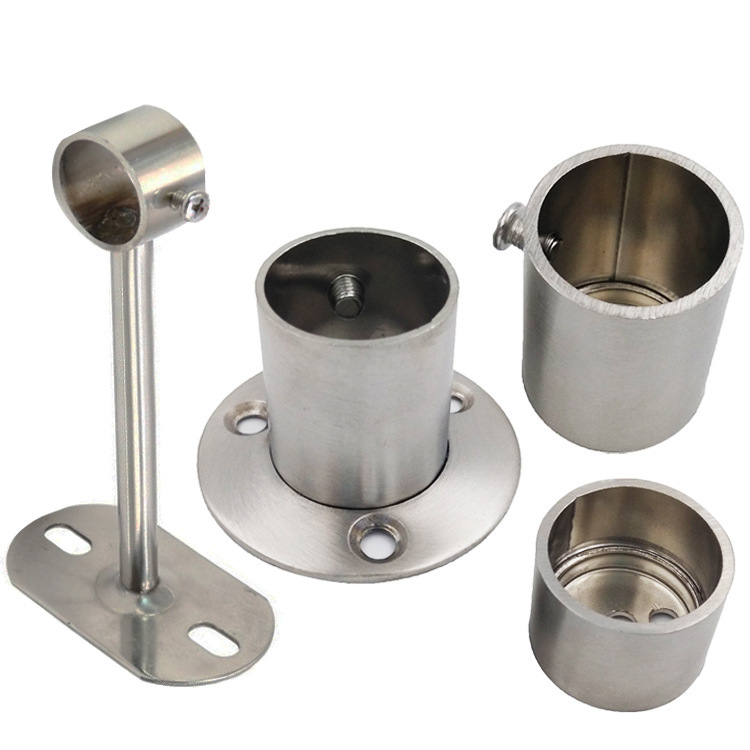 25不锈钢高脚法兰底座毛巾座圆头座衣柜挂杆架固定加高圆筒法兰