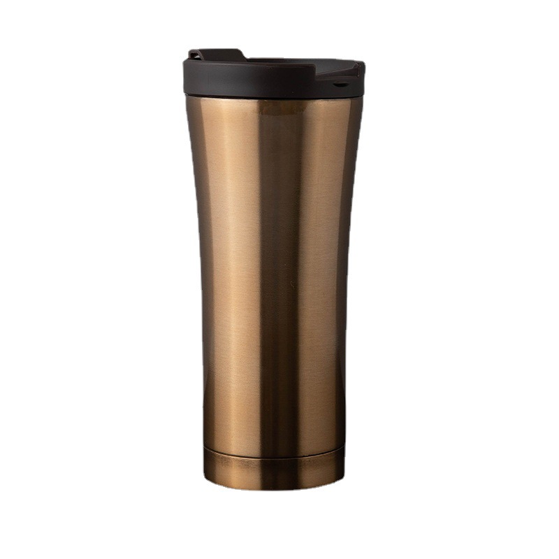 304 Stainless Steel Coffee Cup Double-Layer Vacuum Thermos Cup Leisure Personal Gift Cup with Straw Office Advertising Cup