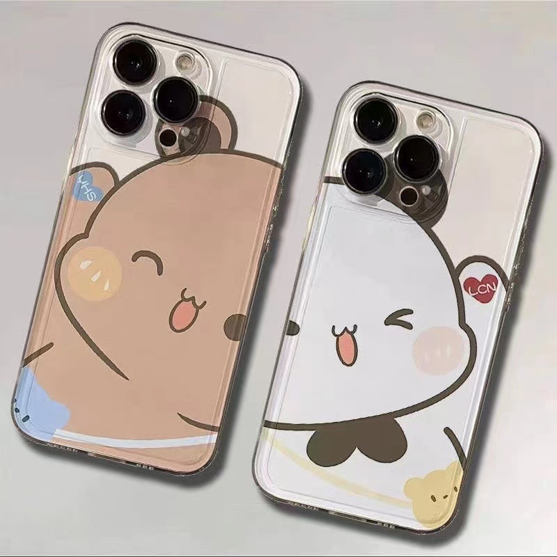 萌趣小熊适用苹果16手机壳iphone14pro情侣13可爱15pro全包12卡通