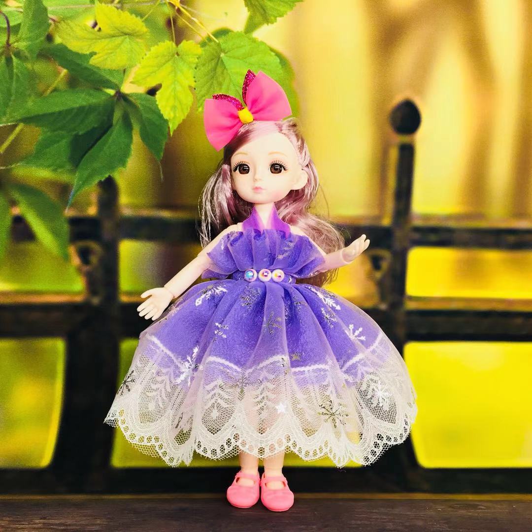 网红波浪发洋娃娃25厘米多关节仿真眼芭拉比萝莉公主玩偶娃娃挂件
