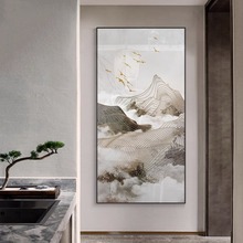 新中式抽象装饰画入户玄关过道千里江山壁画软装客厅书房茶室挂画