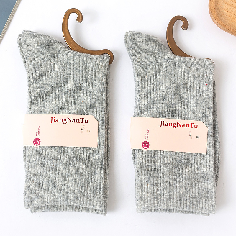 Japanese Winter Thick Bunching Socks Candy Color Long Socks Solid Color Fine-Combed Cotton Socks Wholesale Women's Mid-Calf Length Sock College Style