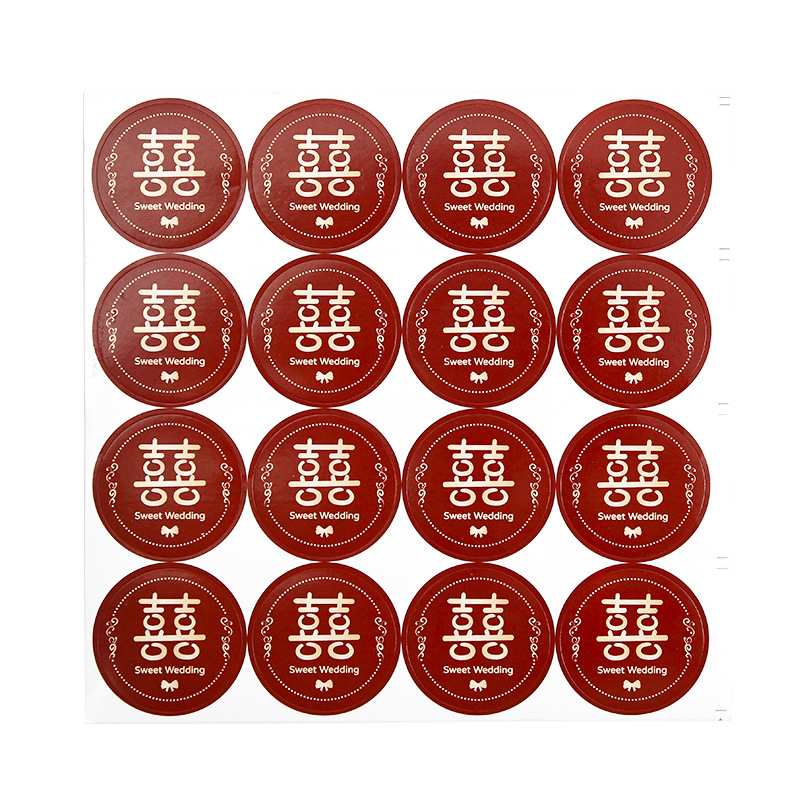 Wholesale New Wedding Supplies Eggs Wedding Stickers Wedding Gift Adhesive Sticker Small Chinese Character Xi Sealing Paste 16 Stickers