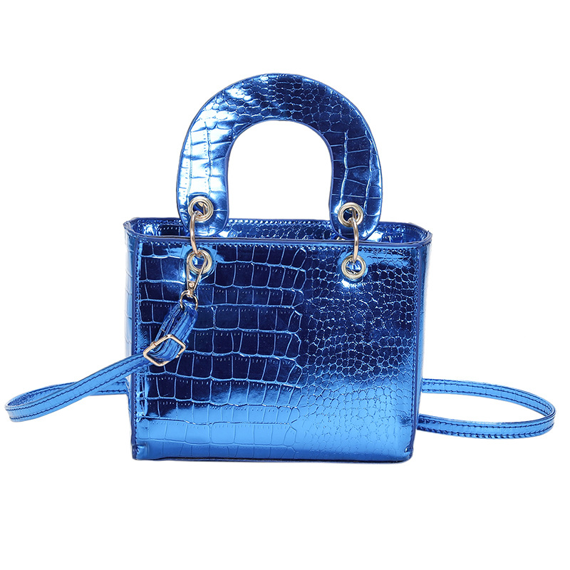 High-Grade Patent Leather Glossy Crocodile Pattern Crescent Ring Handbag 2023 Spring Popular Fashion Shoulder Messenger Bag