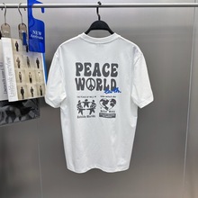 情侣夏季男装简约短袖时尚PEACE字母宽松短T打底男士T恤B2DAD1304