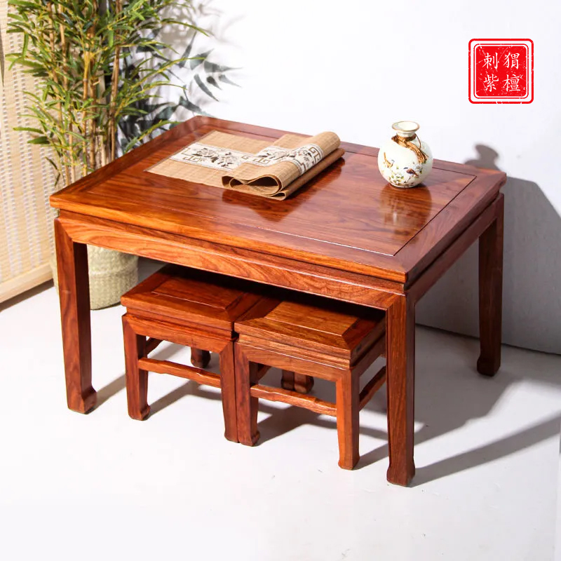 5V中式花梨木长桌刺猬紫檀餐桌实木茶桌客厅茶几榫卯红木长条桌棋
