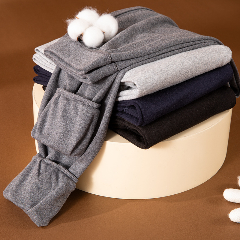 2025秋冬高腰棉毛裤男士秋裤全棉宽松单裤棉裤打底保暖裤男收脚裤