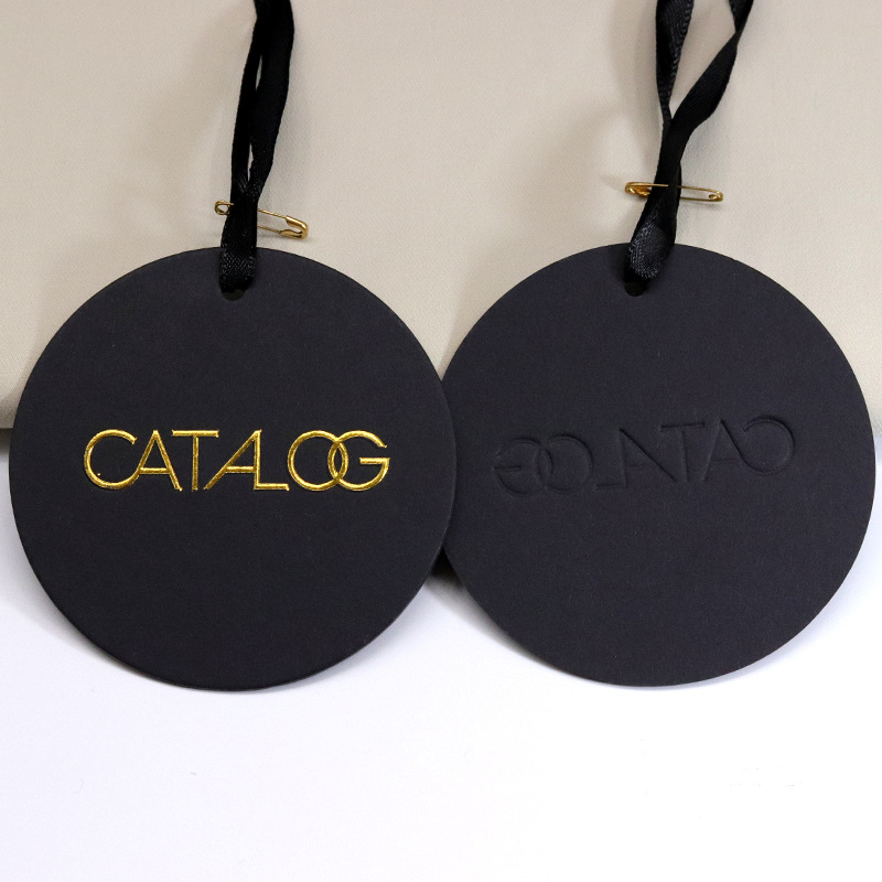 Clothing Tag Customized Special Paper Black Card Gilding Convex Art Paper PVC Label Hanging Card Customized