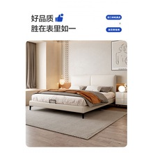 轻奢纳帕真皮床现代简约主卧室双人床1.5米8意式皮艺床软包大婚床