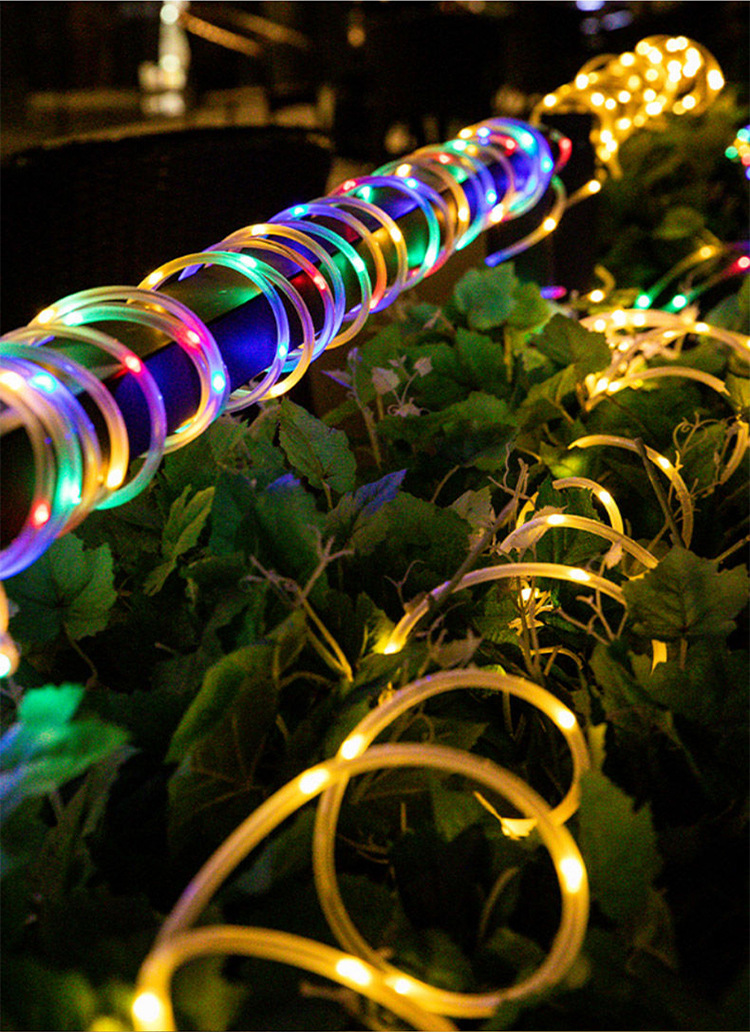太阳能管子灯户外防水led彩色灯带花园庭院装饰灯串七彩灯条闪灯