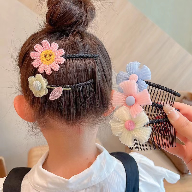 Children's Hair Patch Hair Comb Girl Flower Hair Comb 2023 Internet Celebrity Girl Bangs Finishing Bow Hair Clip