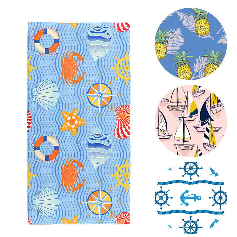 新款沙滩巾数码印花浴巾 超细纤维吸水速干沙滩浴巾沙滩巾运动巾