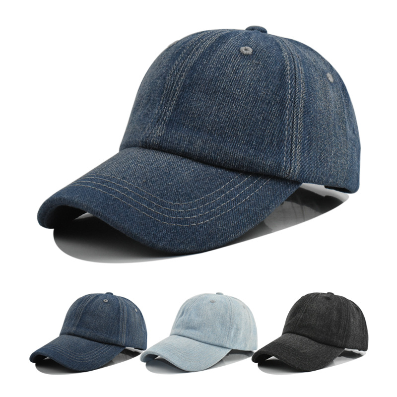 Cross-Border Denim Light Board Baseball Cap Pure Color Japanese Fashion Retro Peaked Cap Women's Outdoor Sun Hat Wholesale