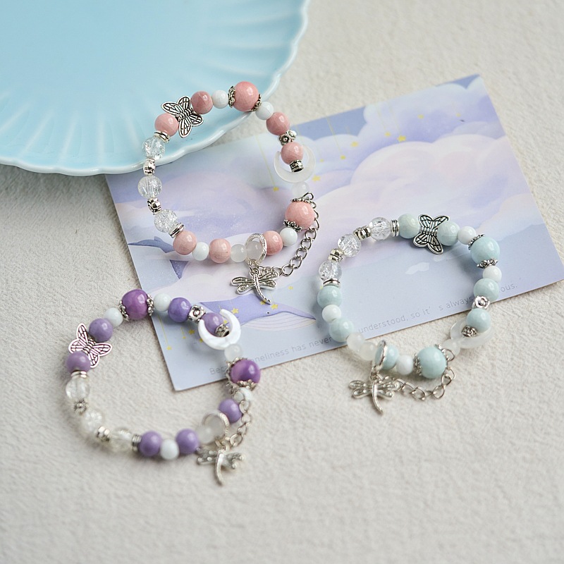 景德镇陶瓷手链批发情侣月亮文艺古风串珠百搭饰品中式国风手链