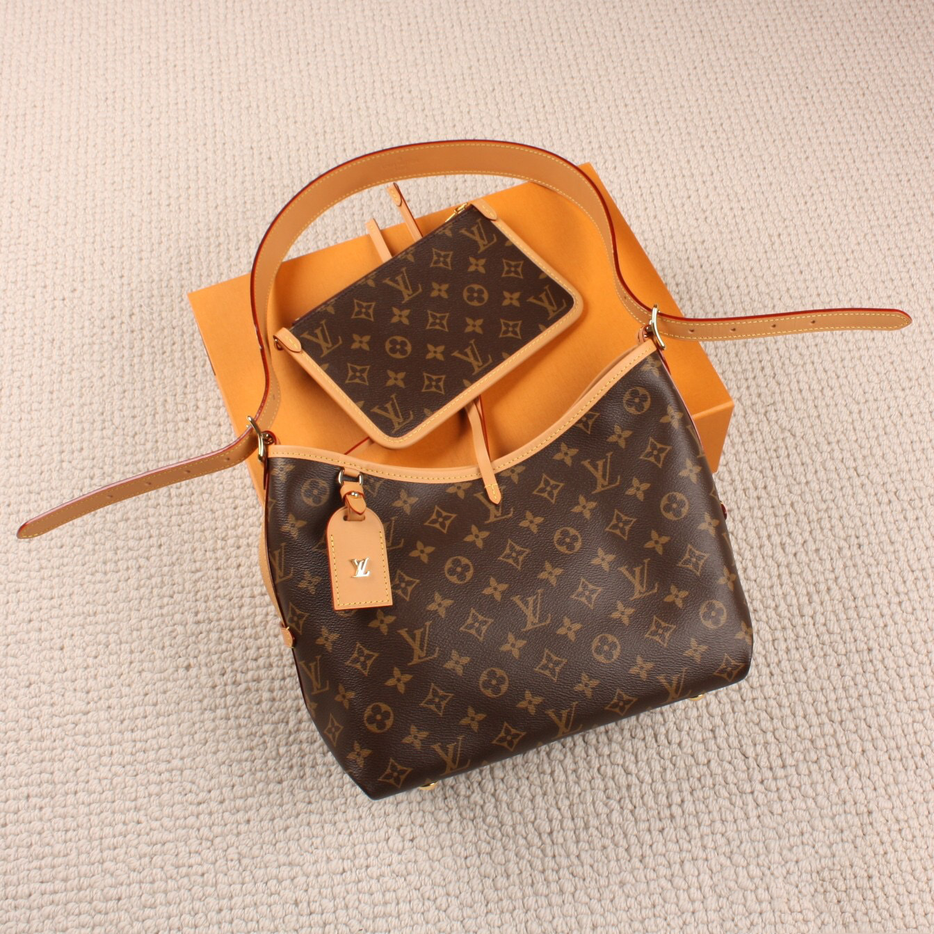lv路易威登老花中古腋下包单肩斜挎子母包carryall腋下女包包