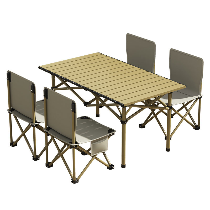 Outdoor Folding Tables and Chairs Egg Roll Table Foldable and Portable Camping Table Chair Set Picnic Barbecue Outdoor Equipment