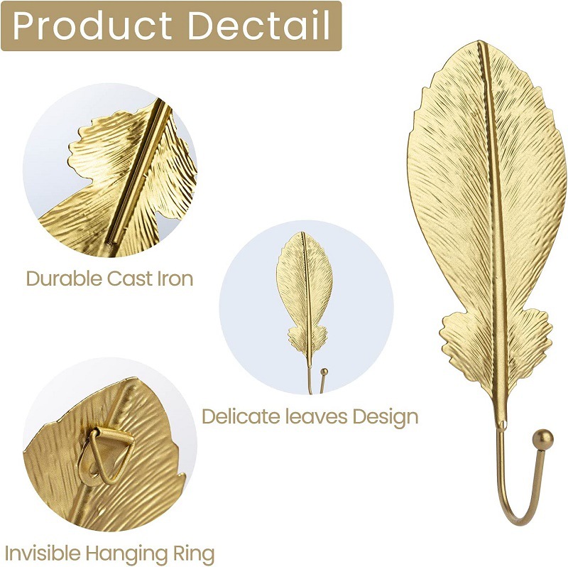 Creative Metal Leaf Hook Ins Style Decorative Hook Rack Coat Hook Storage Hallway Key Rack