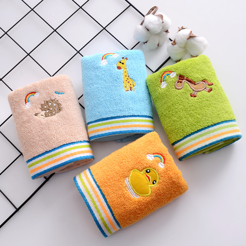 Factory Cotton Kids' Towel Pure Cotton Student Household Little Face Towel Soft Absorbent Face Washing Towel Order Logo