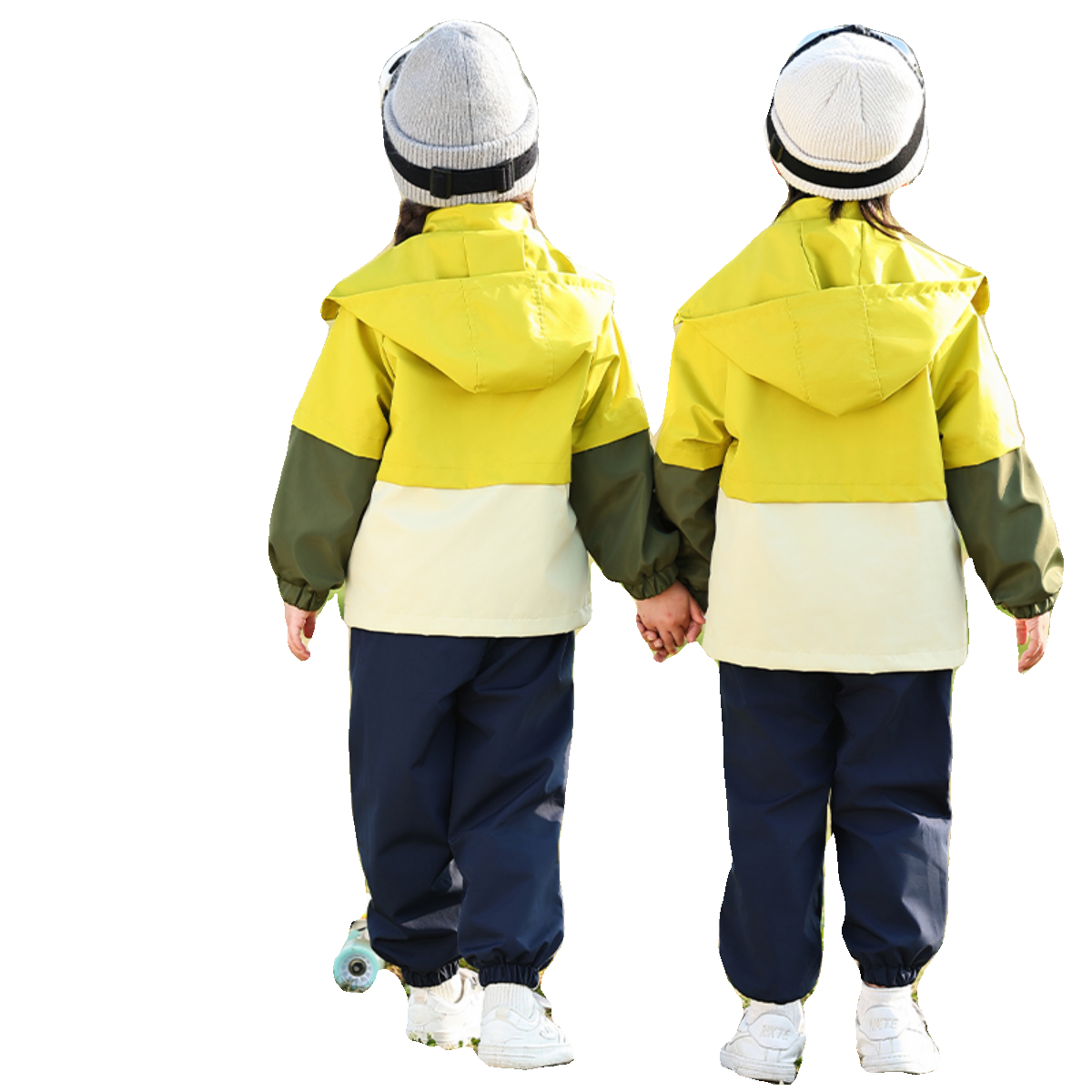 幼儿园园服绿色冲锋衣三件套元旦运动会表演服小学生班服冬季校服