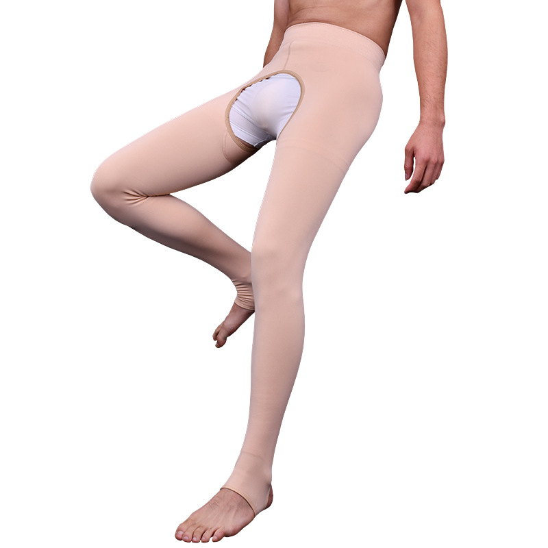 Qing He Winter Open Warm-Keeping Pants Unisex Stockings Long Johns Fleece-Lined Long Johns Slim Fit Stretch Sexy