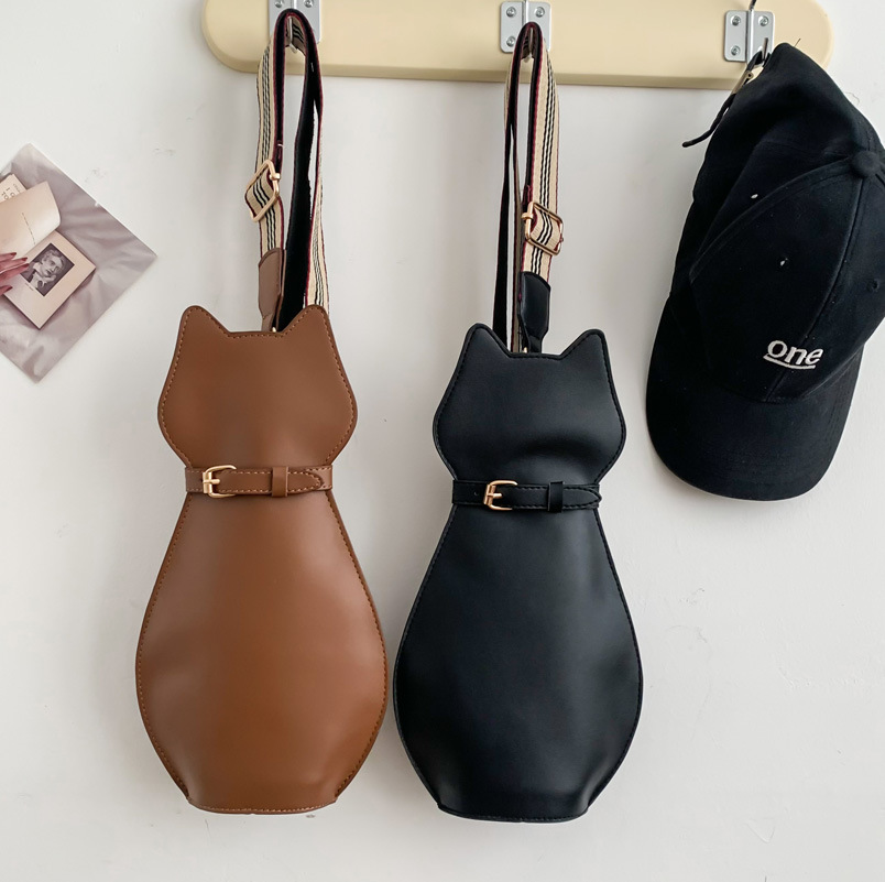 Cute Cat Bag Women 2022 New Crossbody Bag Wide Shoulder Strap Chest Bag Unique One-Shoulder Women Bag Soft Cute Girl School Bag