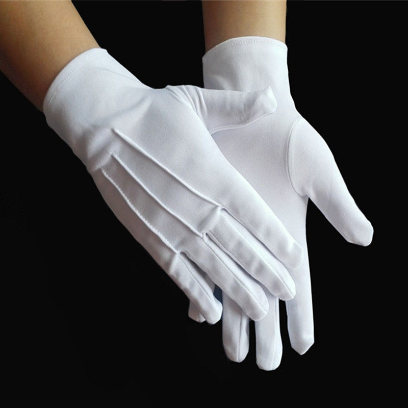 礼仪手套白三筋带扣白手套检阅表演安保白色文玩开车男女工作礼宾
