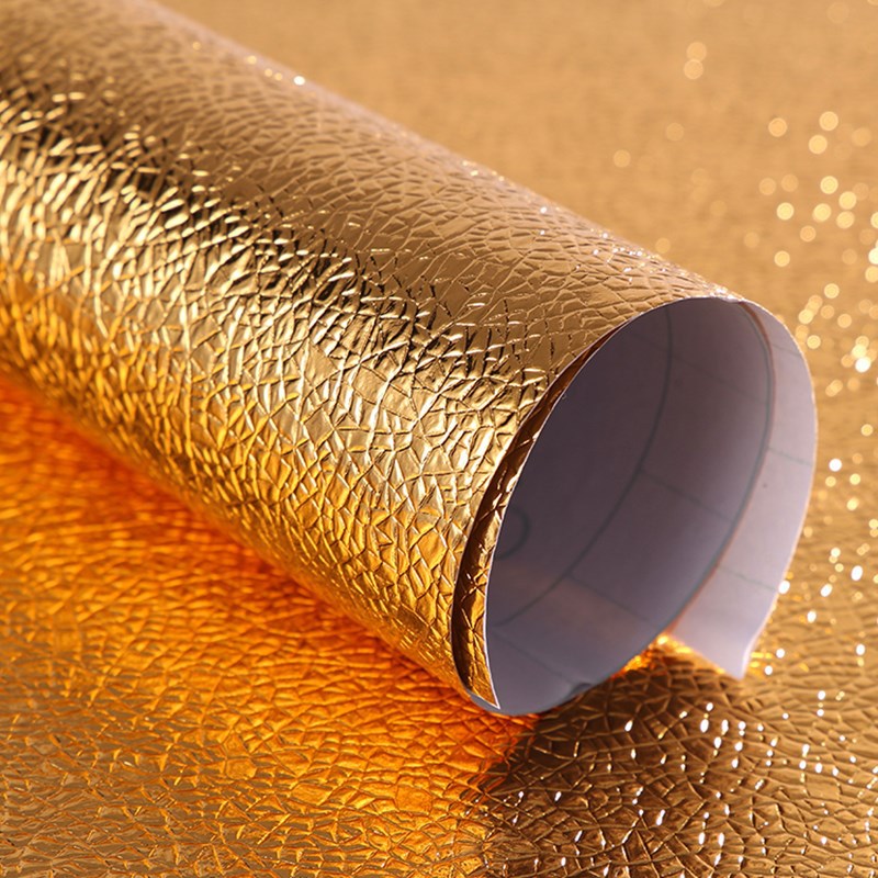 金色壁纸金箔自粘即时贴土豪金贴纸金黄色墙贴墙纸不干胶防油贴