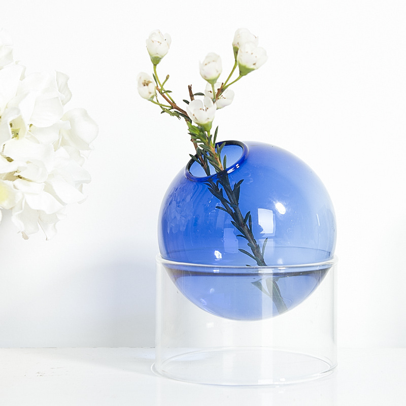 Nordic Instagram Style Colorful Bubble Spherical Glass Vase Living Room Desktop Flower Arrangement Decoration Fire-Free Aromatherapy Bottles Ornaments