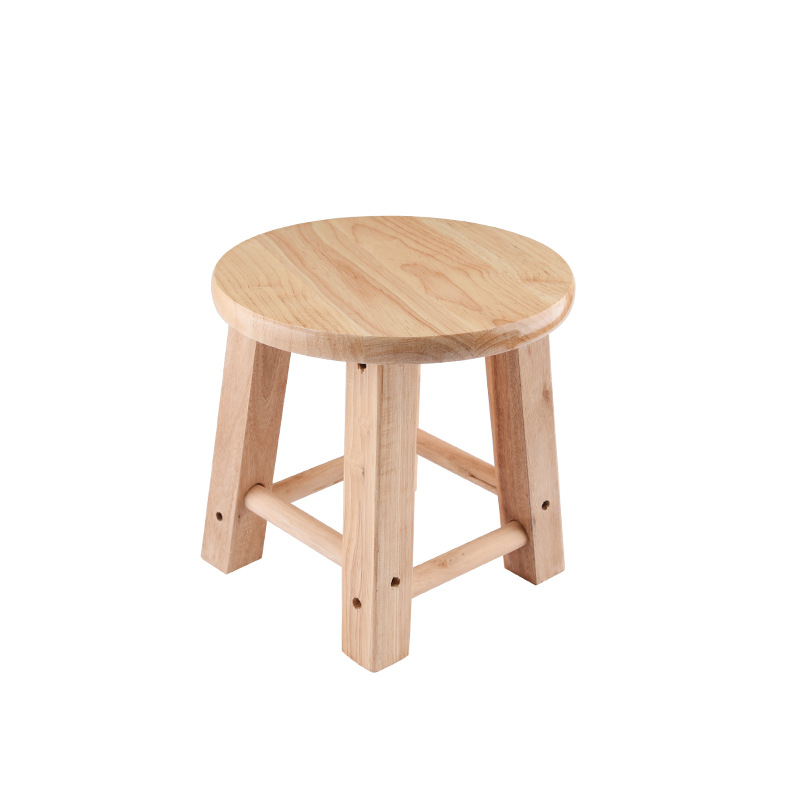 Household Rubber Wood Low Stool Round Square Stool Simple round Stool Children's Ottoman Solid Wood Stool