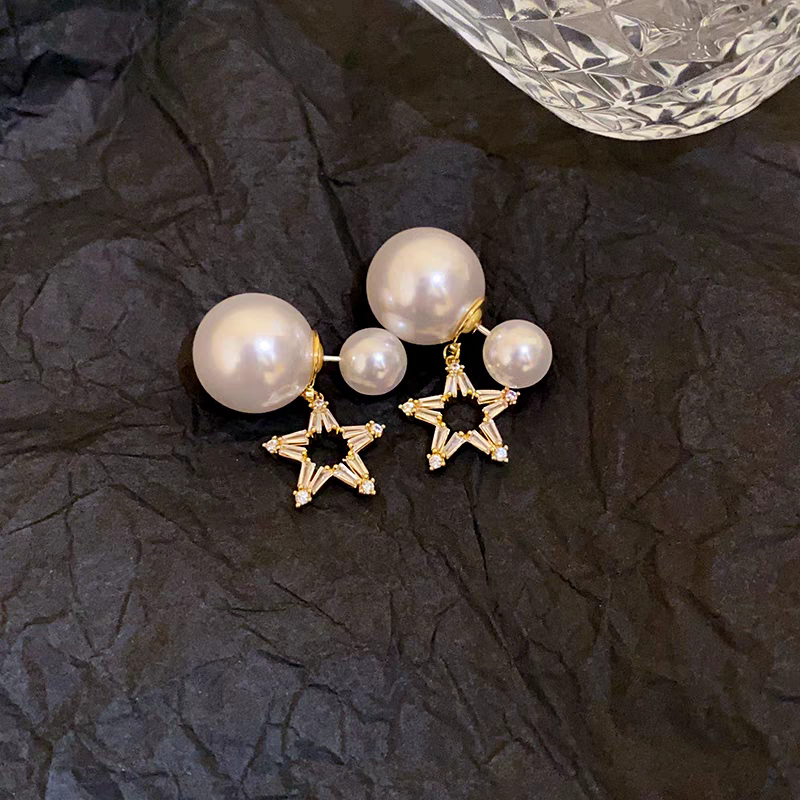 星星珍珠耳钉女设计感小众耳环2024年新款爆款轻奢气质耳饰-阿里巴巴