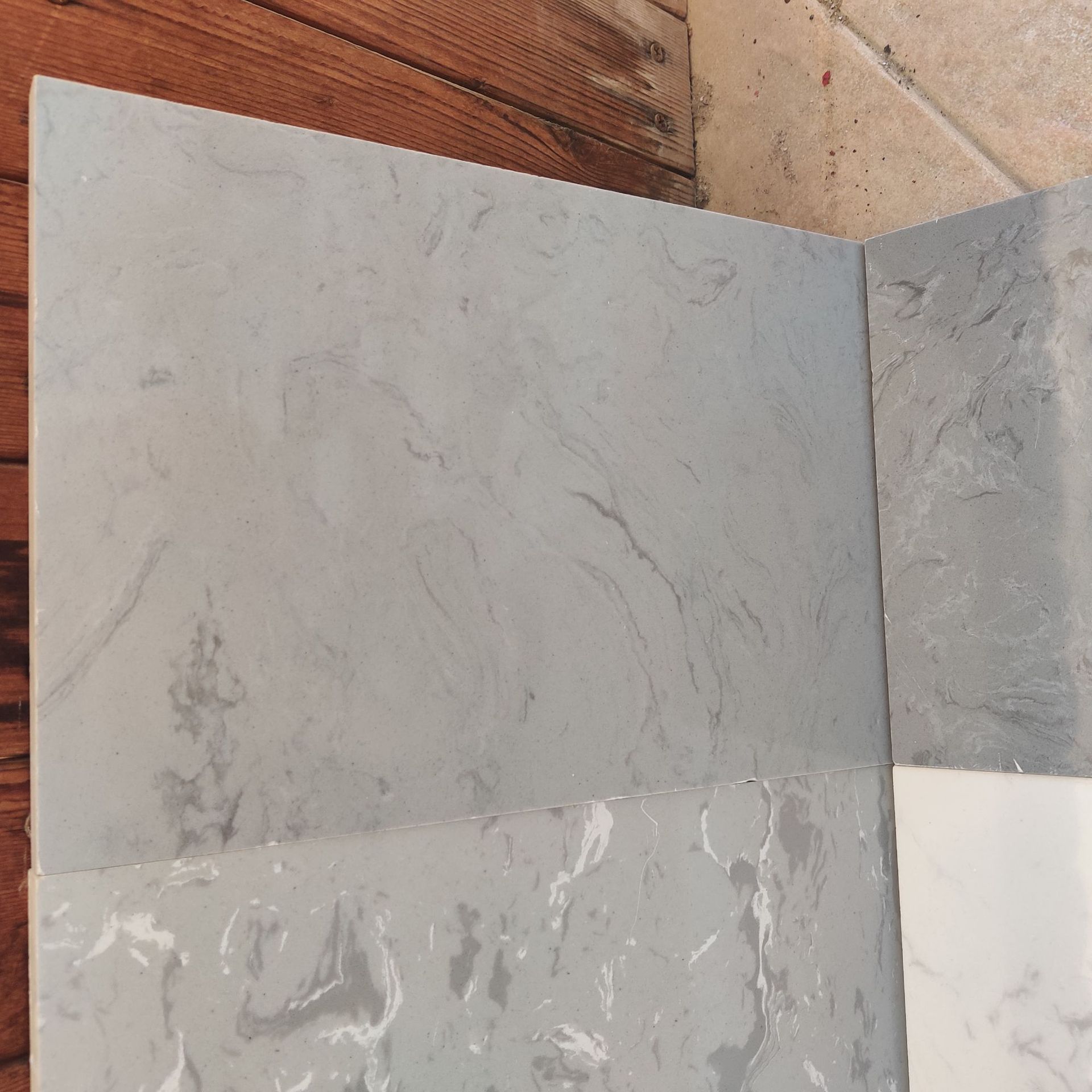 店铺家具卖场商业空间浅色灰色仿大理石纹人造石地面墙面铺贴定制