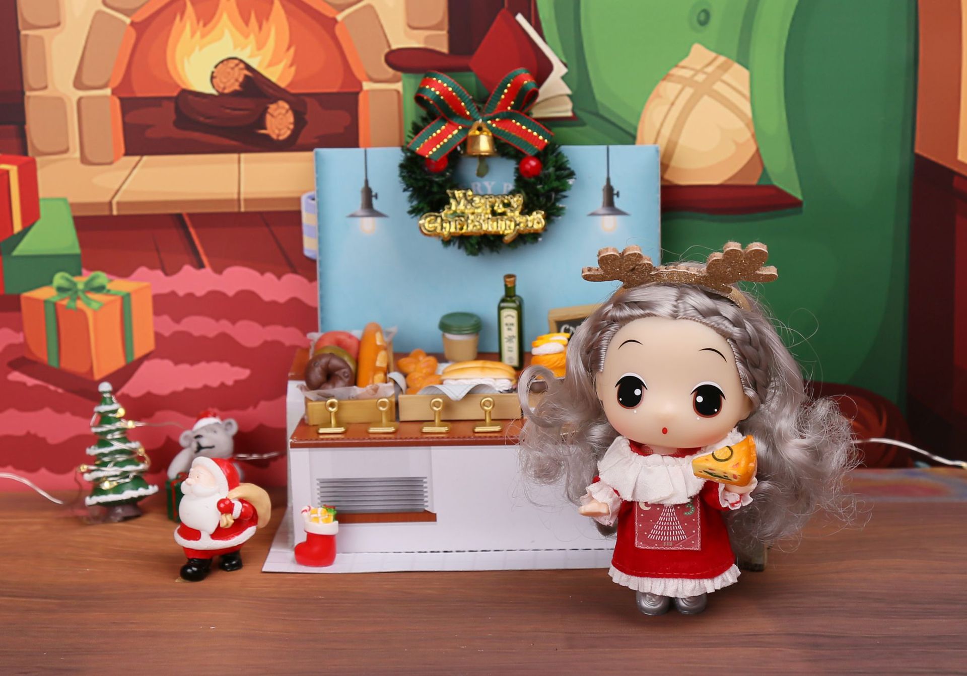 冬己娃娃新品fde0917圣诞款娃娃9cm小公仔可爱送女友礼物卡通人物