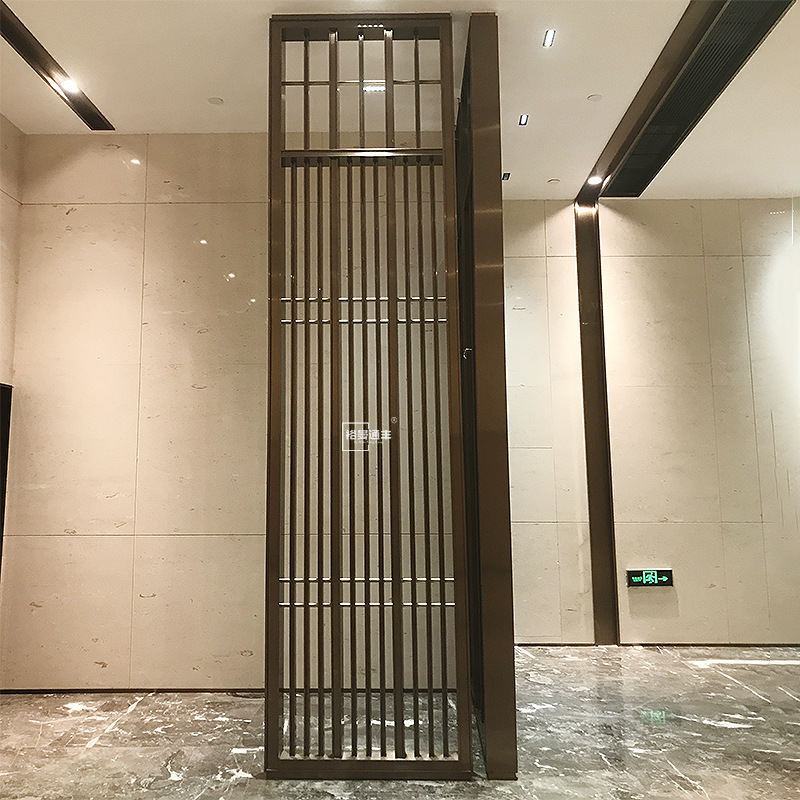 轻奢酒店大堂工程不锈钢屏风 售楼部销售中心不锈钢屏风金属隔断