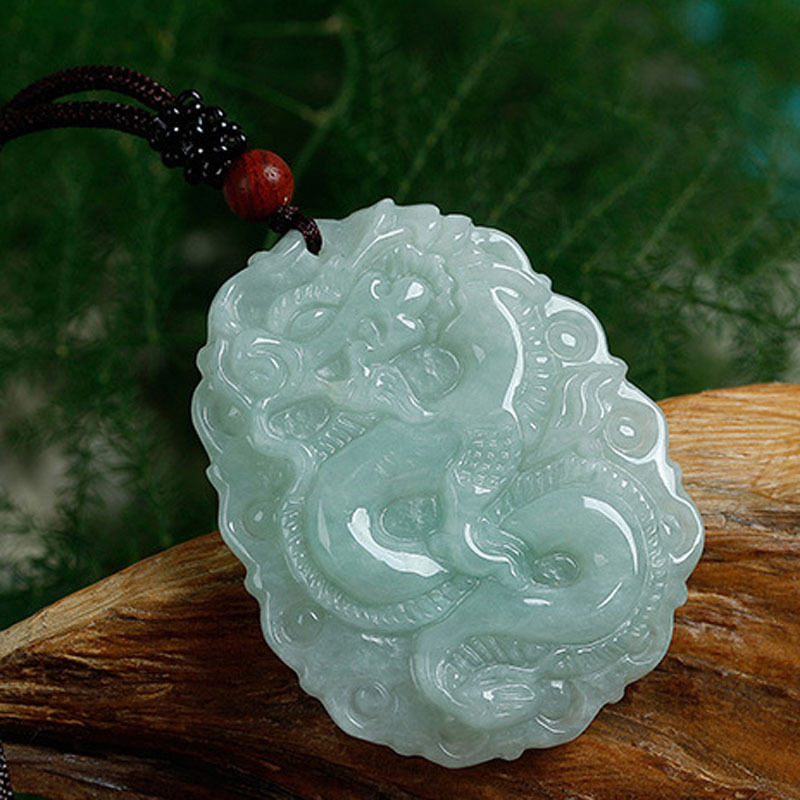 翡翠龙牌吊坠生肖玉龙挂件缅甸翡翠a货玉石龙玉佩男女款