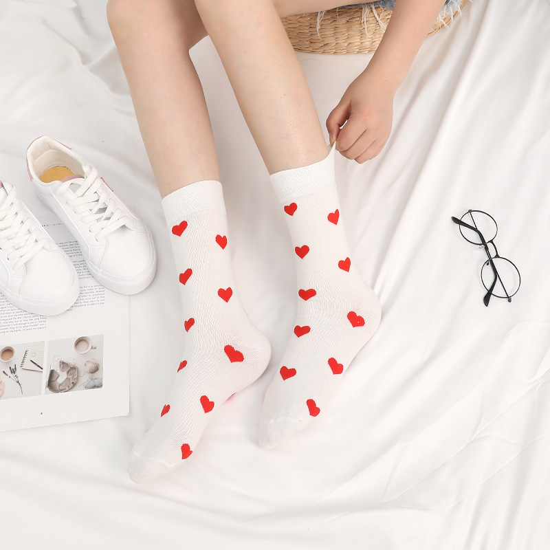 Customized Couple Socks Mid-Calf Love Cotton Socks Trendy Street Style European and American White Long Socks Korean Style Sports College Style