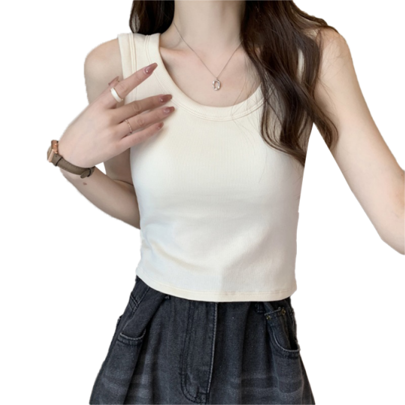 棉白色吊带背心女春秋西装内搭打底衫宽肩带无袖短款上衣夏外穿