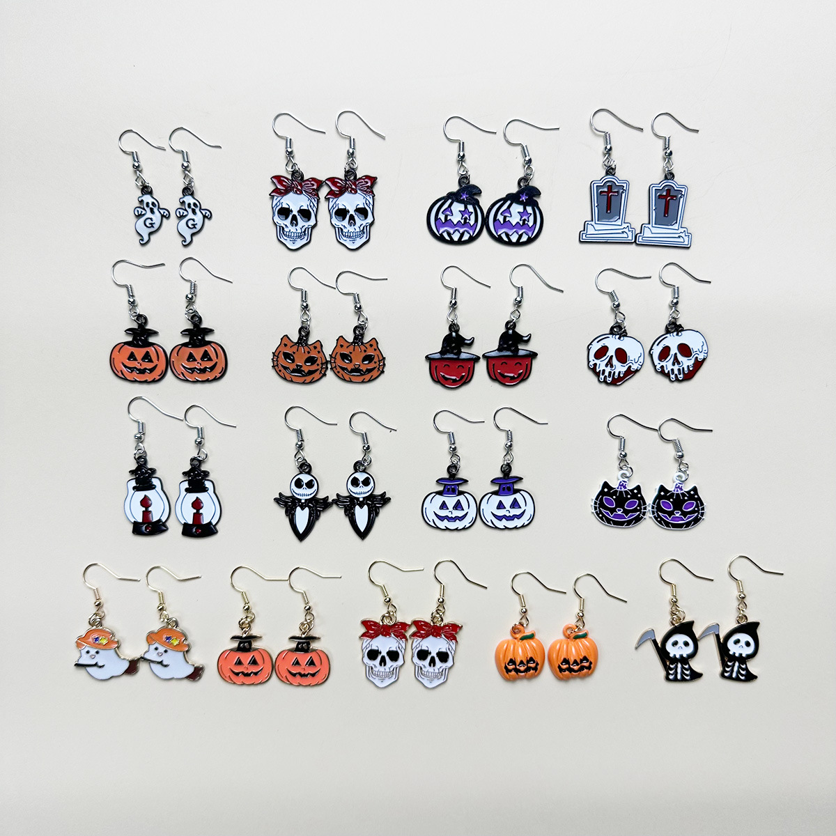 欧美跨境万圣节耳饰套装个性时尚南瓜可爱幽灵搞怪死神骷髅头耳环