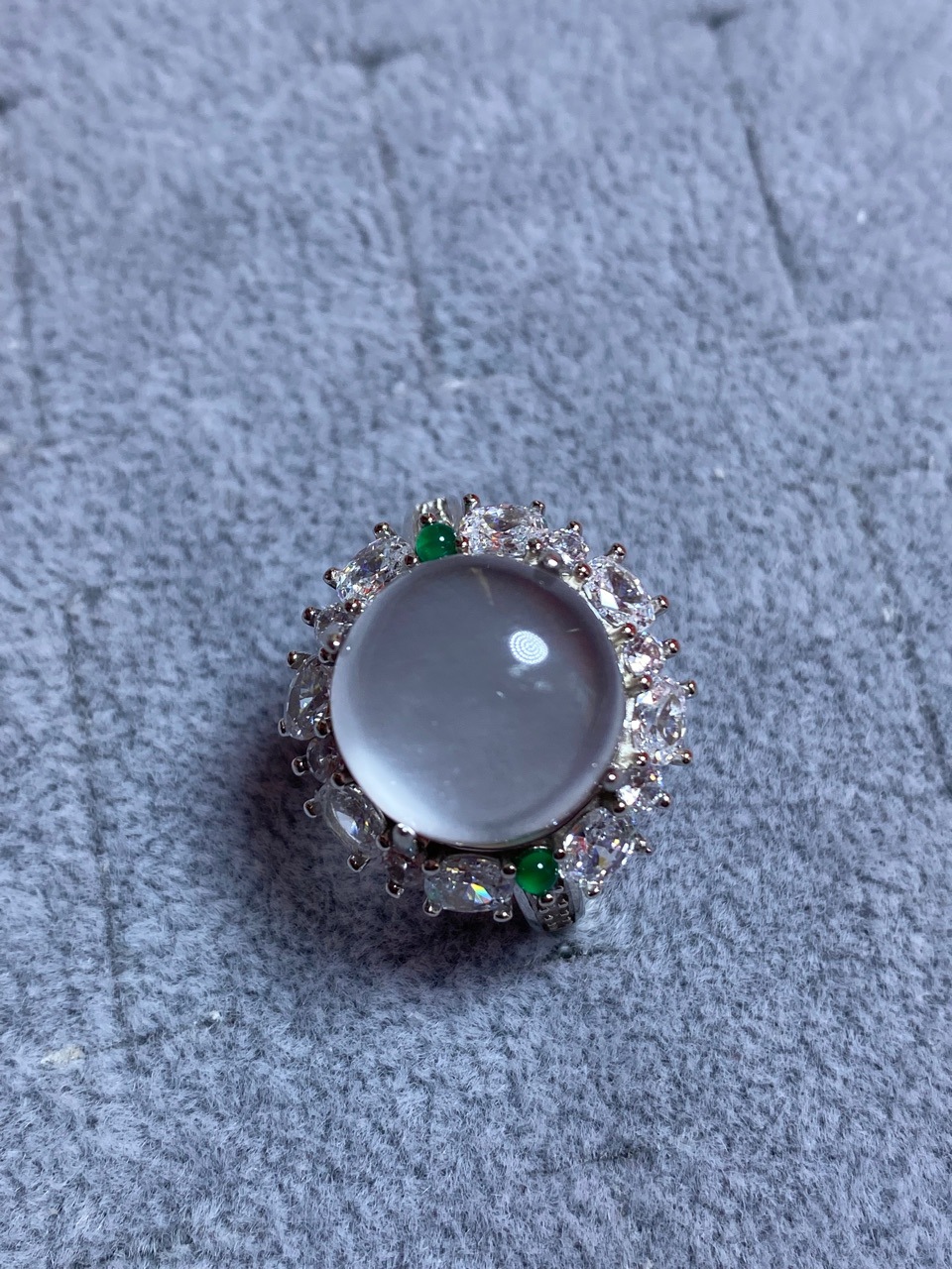 925银豪华镶嵌天然水沫玉蛋面戒指蛋面尺寸12