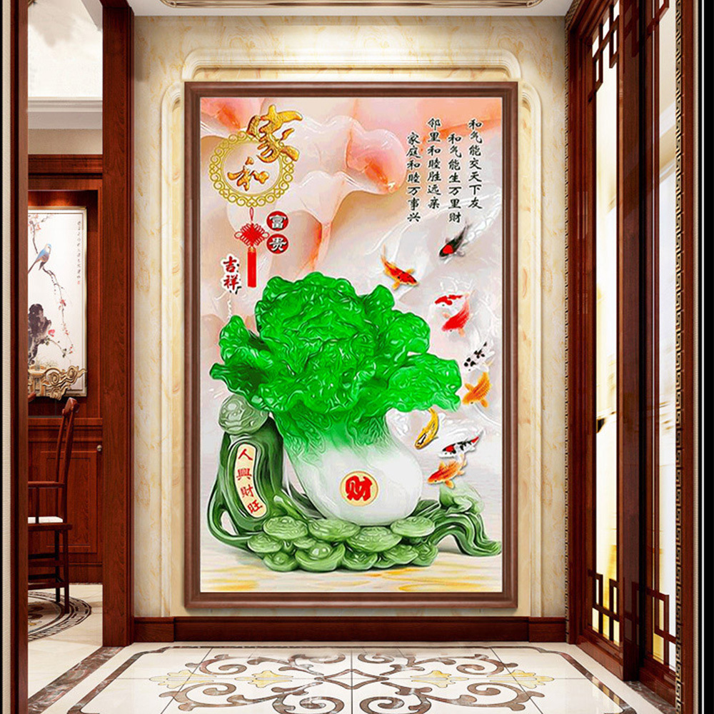 5d钻石画2021年新款客厅满钻百财纳福十字绣手工点钻贴画水钻2022