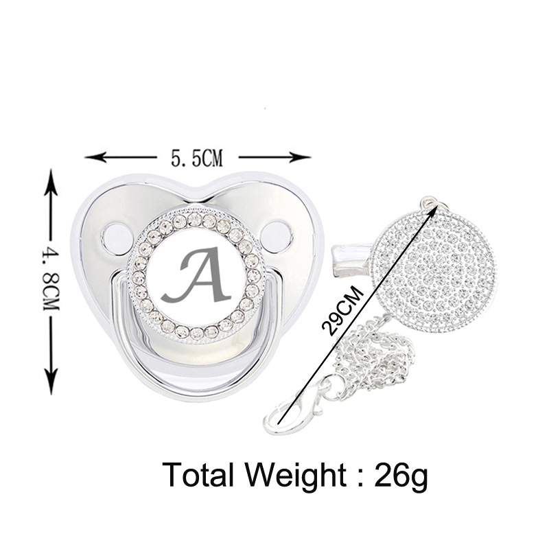 Factory Direct Sale Children's Diamond Silver Letters Pacifier Weaning Instrument Baby Spot Drill Pacifier Baby Pacifier