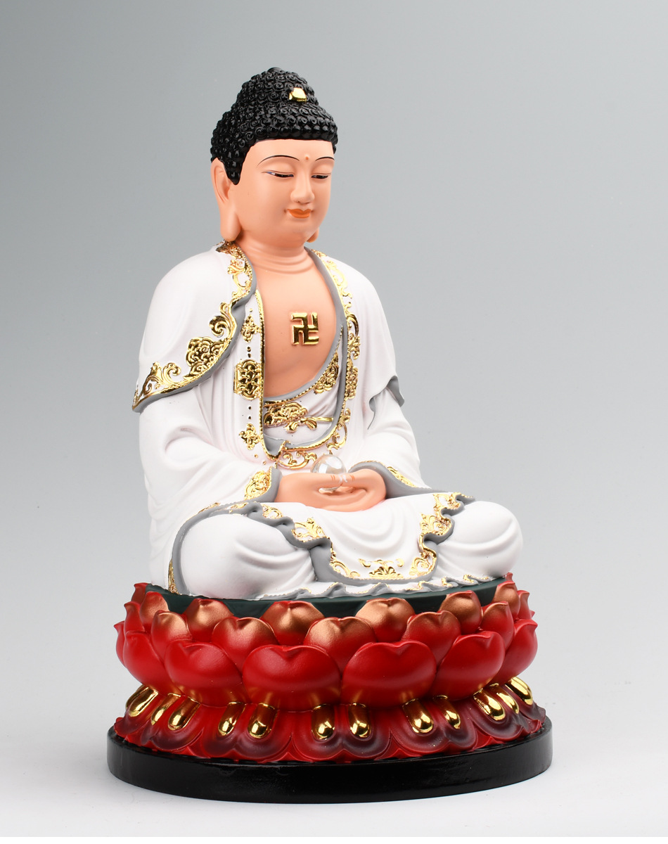 娑婆三圣佛像白衣佛祖观音菩萨地藏王神像释迦牟尼佛像树脂摆件