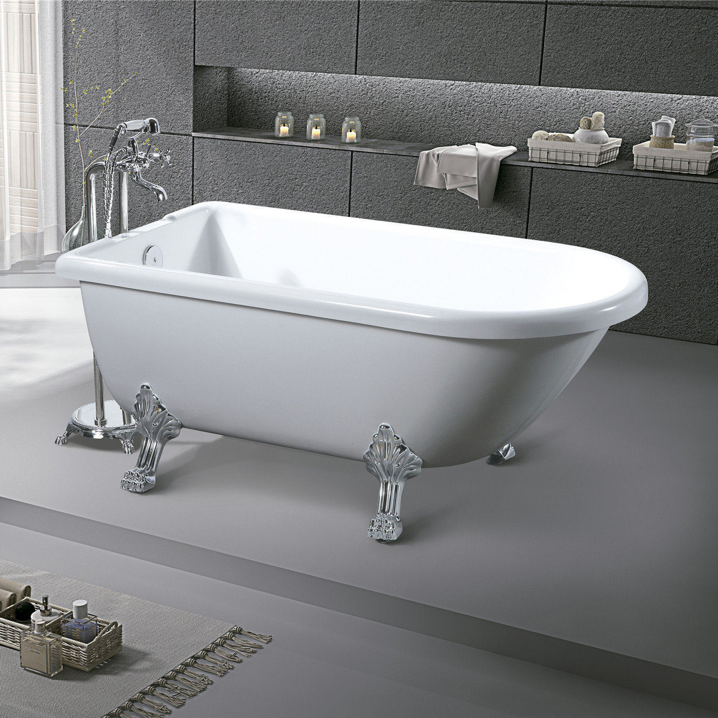 供应独立式亚克力浴缸酒店家用民宿马赛克现代缸贵妃浴池批发零售