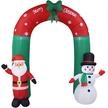 跨境专供圣诞节场景装饰品场地布置道具充气圣诞拱门圣诞老人雪人