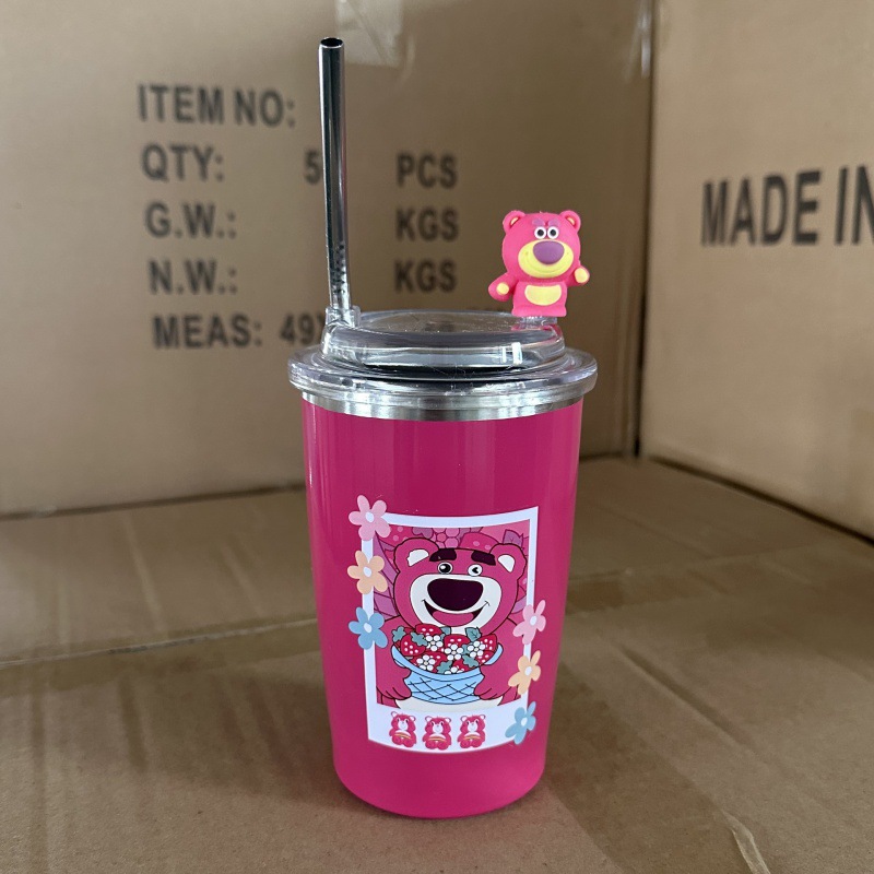 Vietnam Thailand Strawberry Bear Good-looking Drinking Cup Straw Cup Women's Coffee Cup Thermos Cup Girl Office Cup