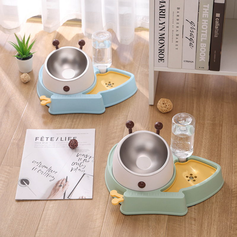 Cute Three-in-One Butterfly Flying Stainless Steel Pet Bowl Cat Bowl Dog Bowl Neck Protection Feeder Dual-Purpose Automatic Drinking Water